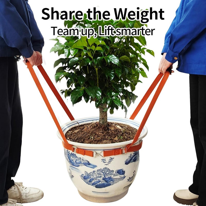 BBpara Potted Plant Mover，Plant Lifting Straps for Garden Flower Pots, Planters，Rocks, Trees，Easily Lift and Move Heavy Items Up to 150 Pounds，Small Size, Orange, Patent Pending - Image 4